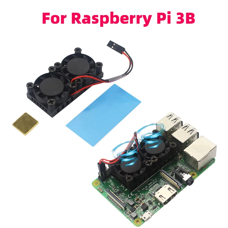 라즈베리 파이 4 모델 B 3B+ 3B용 실리콘 열 패드가 있는 듀얼 팬 액티브 쿨러 CPU RAM 냉각 라디에이터