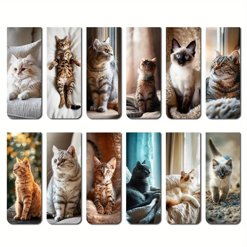 Magnetic Bookmarks 12 Pcs Cat Magnetic Bookmarks Assorted Pet Design Page Markers Readers Students Teachers Paper Reading Supplies