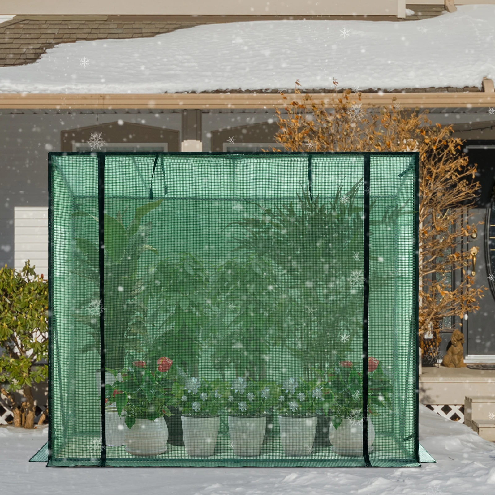 WOLTU Polyethylen-Gewächshaus, PE, halbtransparent, für Blumen, Gemüse, Garten, im Freien, wasserdichte Plane, Mehrzweck-Pflanzenhaus – Detail 8
