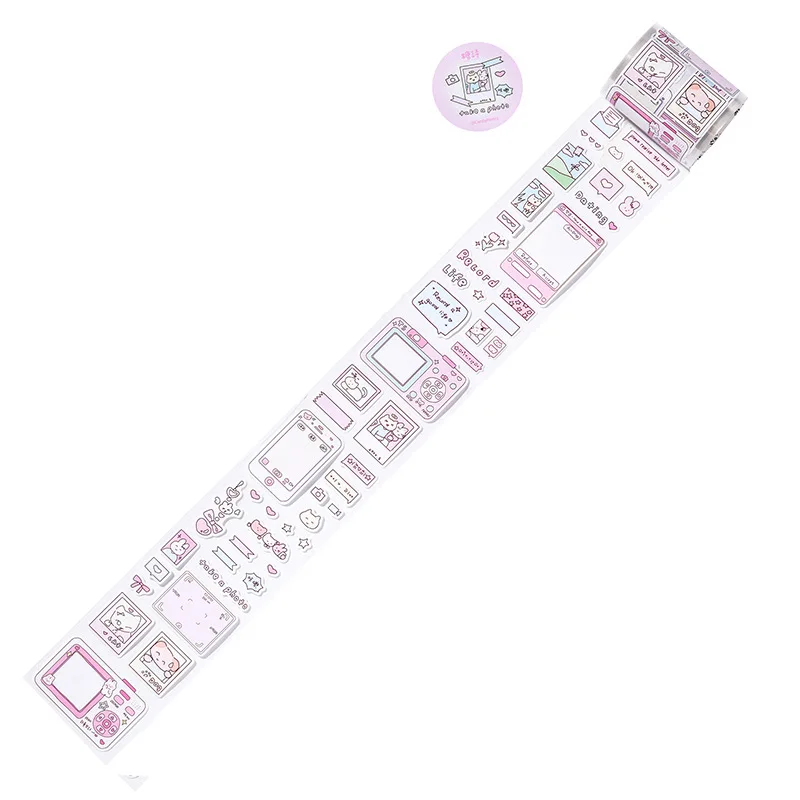 200cm/roll Coated paper tape Cute cartoon Animal game machine tape Creative notebook Guka cup Collage material DIY Decorative 5