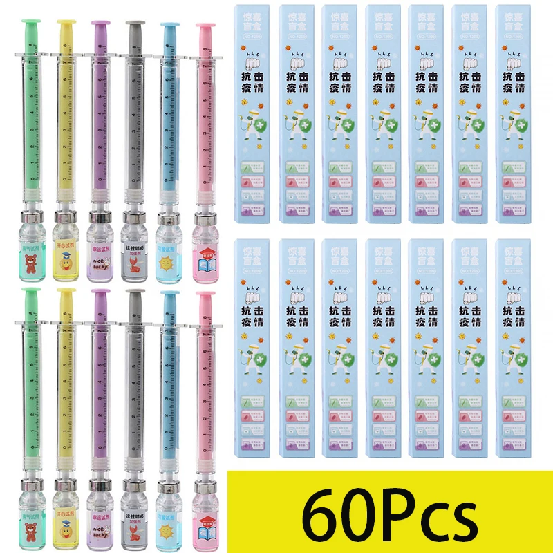 

60Pcs Novelty Syringe Peculiar Shape Cute Stationery 0.5 mm School Office Supplies Gel Pen