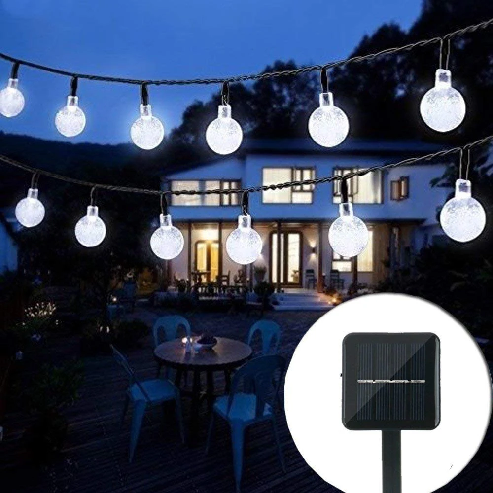 Waterproof Solar String Lights Outdoor Led Crystal Globe Fairy Lights 5m 7m 12m 22m For Outdoor Garden Xmas Holiday Decororation 8m 26 2ft 60leds светодиоды на солнечной энергии световые струны globe fairy lights