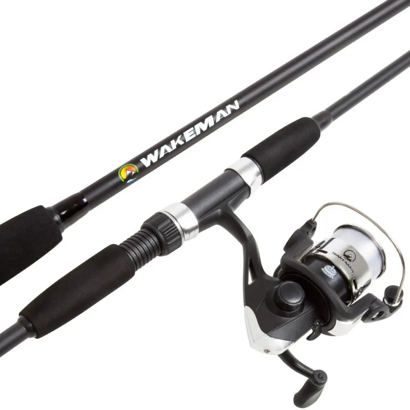 

Fishing Rod and Reel Combo, Spinning Reel, Fishing Gear for Bass and Trout Fishing, Great for Kids, Black - Swarm Series by Wake