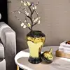 Black Gold Gradient Color General Tank Golden Porcelain Ginger Jar Creative Vases Dresser Table Jewelry Cosmetic Container 4