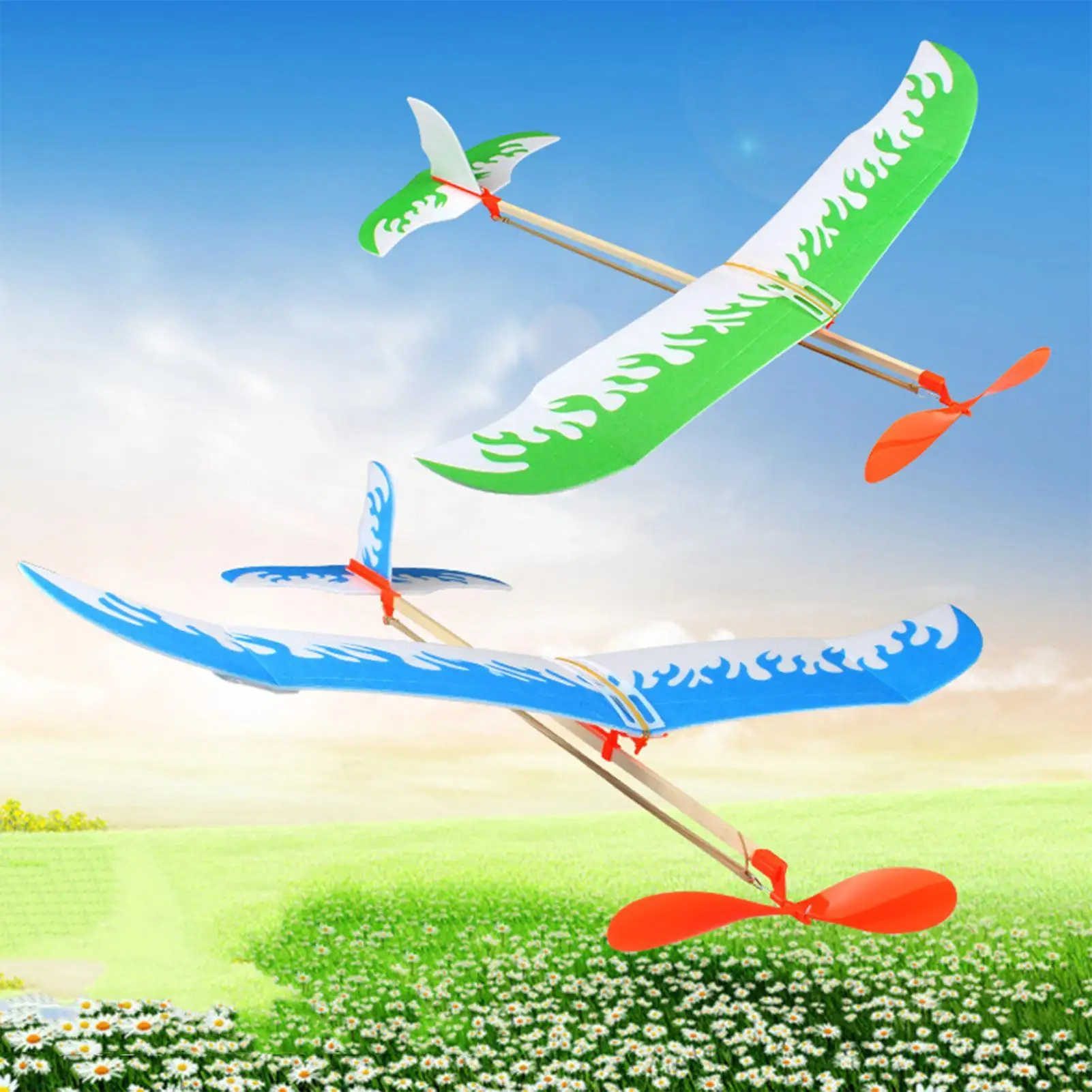 DIY Hand Throw Flying Glider Rubber Band Powered Airplane Kit Glider Toys Aircraft Games For Outdoor Sports Play Kids Adults