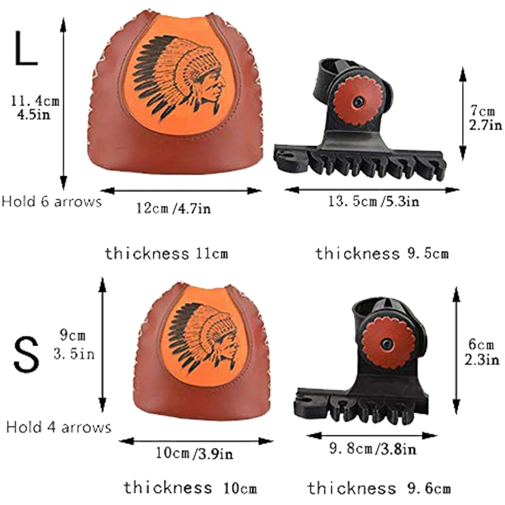 Carquois à 4 points pour 6 flèches de tir à l'arc - Verrouillage détachable - Support de flèche à dégagement rapide - Support de flèche pour entraînement à l'arc recourbé - Taille
