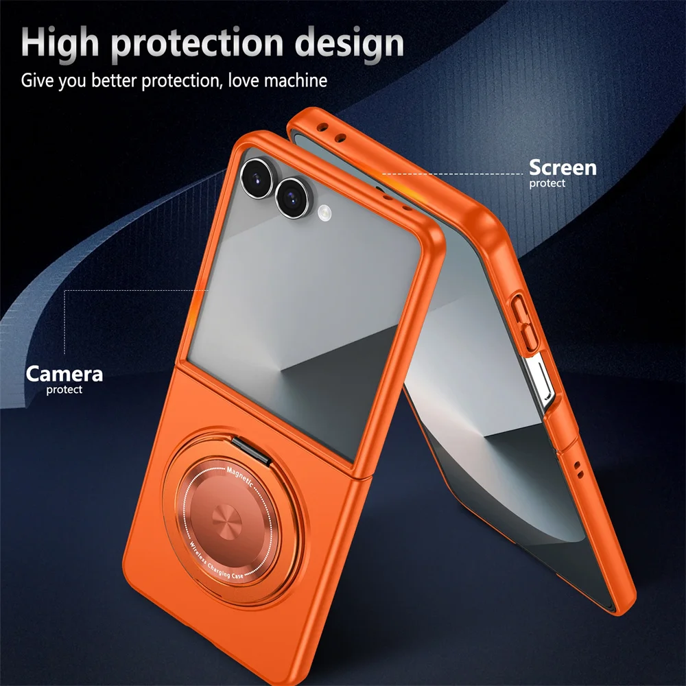 Solid Color Rotating Bracket Magnetic Phone Case with Protective Back Cover