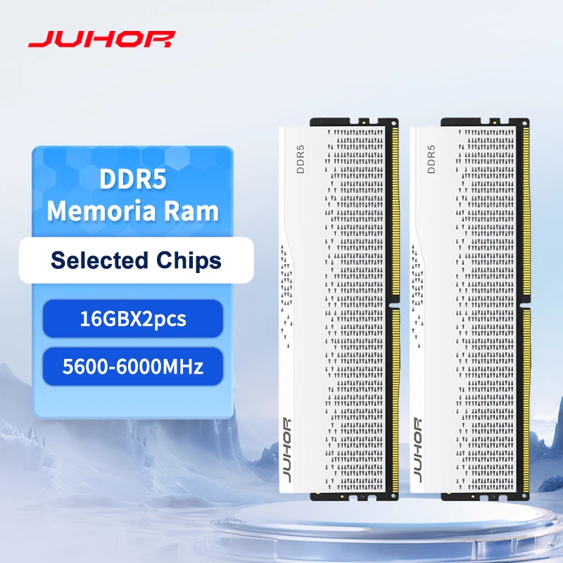 JUHOR DDR5 6000MHz 32GB(16GB×2枚)ホワイト JUHOR Desktop Memory RGB DDR5 16GBX2 6000MHz 5600MHz Dimm