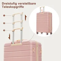 Ensemble de valises, tailles M-L-XL, valises rigides en ABS, ensembles de valises durables, valises avec roulettes pivotantes et serrure, avec sac de toilette, rose 2