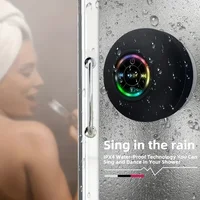 Suction Cup Wireless Bluetooth Speaker Waterproof Shower Speaker with LED Light USB Charging For Bathroom Travel Home