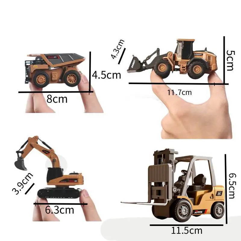 1/64 미니 원격 조종 불도저, 지게차, 굴삭기, 광산 차량 RC 엔지니어링 차량 - 3세 이상 남아용 선물