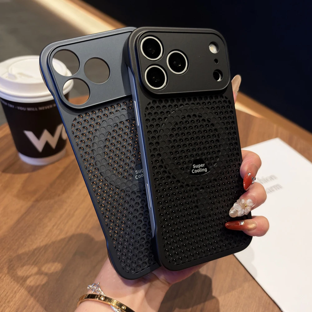 Honeycomb Mesh Cooling Frameless Magnetic Phone Case with Luxury Metallic Finish