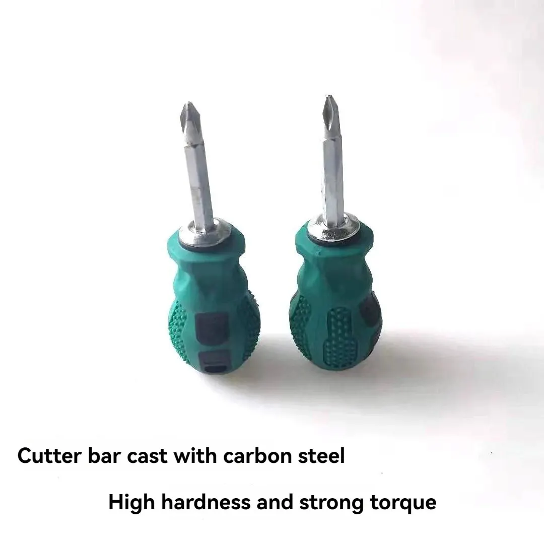 2pcs Radish Head Screwdriver Mini Dual-purpose Screwdriver Inch Half Cross Cross Short Handle Screwdriver Driver 6