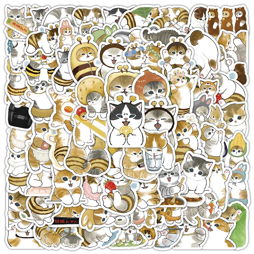 10/30/50/100pcs Cute Animal Cats Stickers Aesthetic Decoration Decals Waterproof DIY Stationery Guitar Laptop Kawaii Kid Sticker