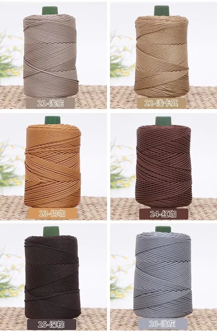 3mm farbige verdrehte gewebte Seil Hohl faden Handwerk dekorative DIY hand gefertigte Tasche Kordel zug Gürtel Zubehör Polypropylen faser – Detail 13