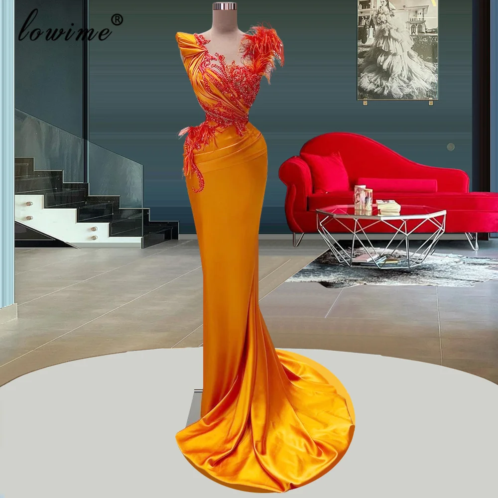 Orange Beaded Cocktail Dresses Mermaid Simple Prom Dresses For Women Vestidos De C&oacute;ctel Sleeveless Celebrity Custom