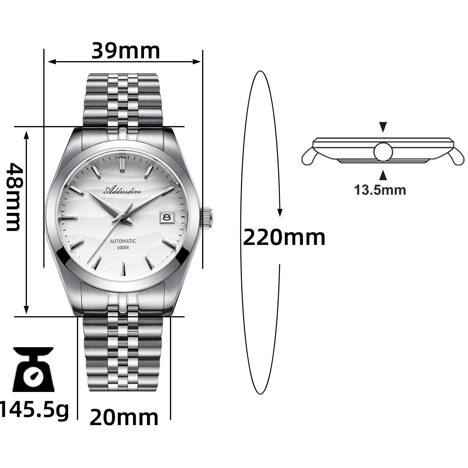 ADDIESDIVE 39MM Mens Wristwatches Luxury Sapphire Glass Automatic Mechanical Watch 10bar Waterproof Watches AD2059 Reloj Hombre