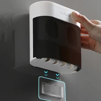 Wall Mounted Automatic Toothpaste Squeezer Toothpaste Dispenser Magnetic Toothbrush Holder Toothpaste Rack Bathroom Accessories 6