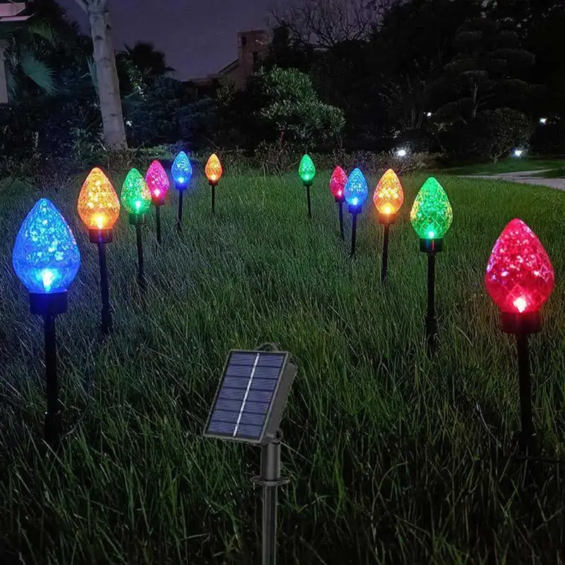 Solar Pathway Lights 5X Solar Powered Garden Pathway Lights Solar Garden Light Long Lasting Outdoor Lighted Stake Christmas 3