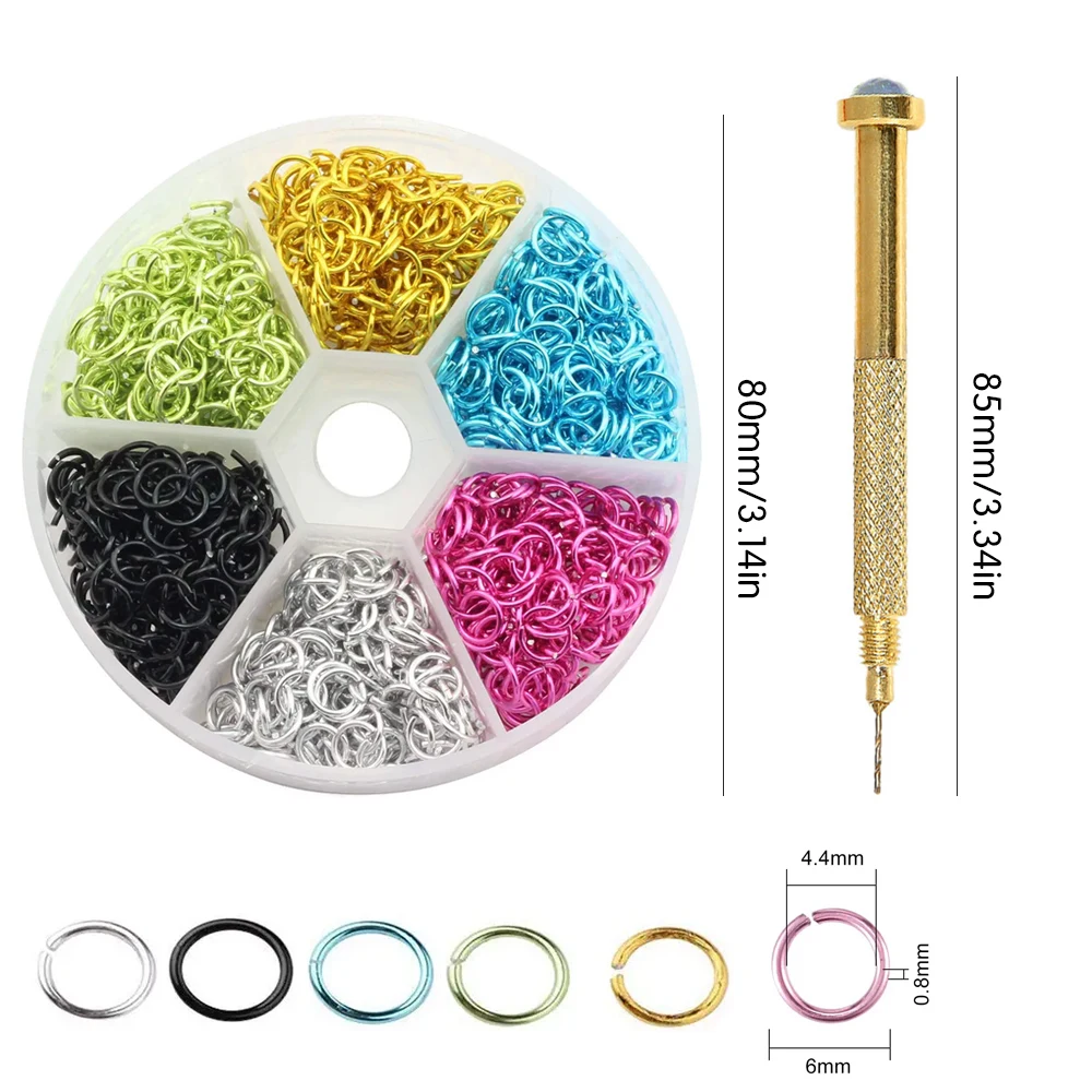 Nagel-Piercing-Anhänger, Nagelkunst-Dekoration, Metall-Legierung Design, Punk-Charms für gepiercte Nägel, 1080 Stück, offene Ringe, Nagelkunst-Zubehör – Detail 3
