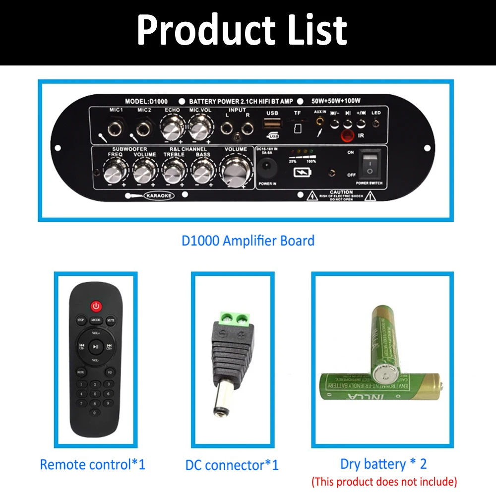 100W HiFi Bluetooth Amplifier Board D1000/D900/D100W/D20/D10 Bluetooth 5.0 Dual