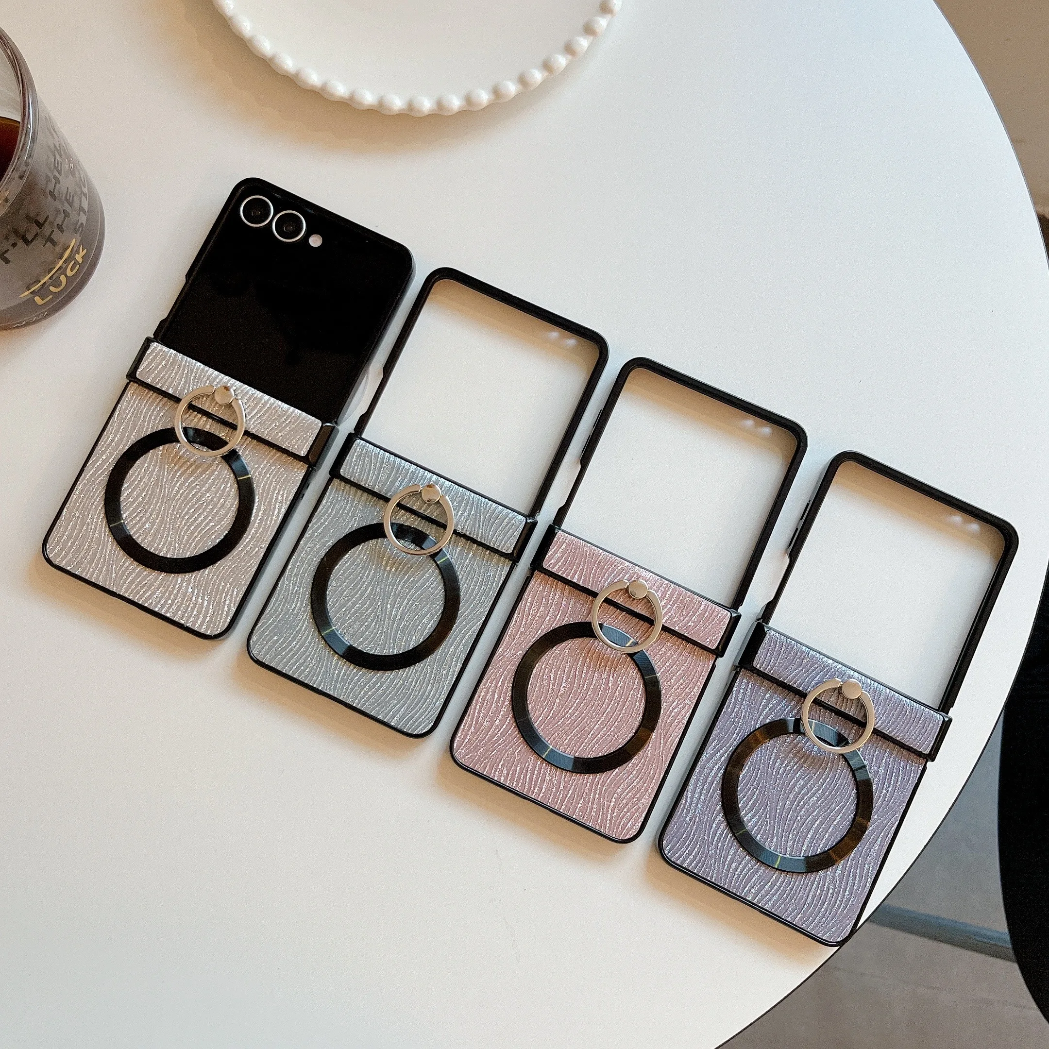 Magnetic Wave Pattern Protective Case For Samsung Z Flip Phone_voghion.com