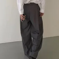 Men's Spring Season Japanese Style Casual Suit Pants Loose Fit Straight Leg Wide Leg Long Pants Luxury Draped Trousers Black 2