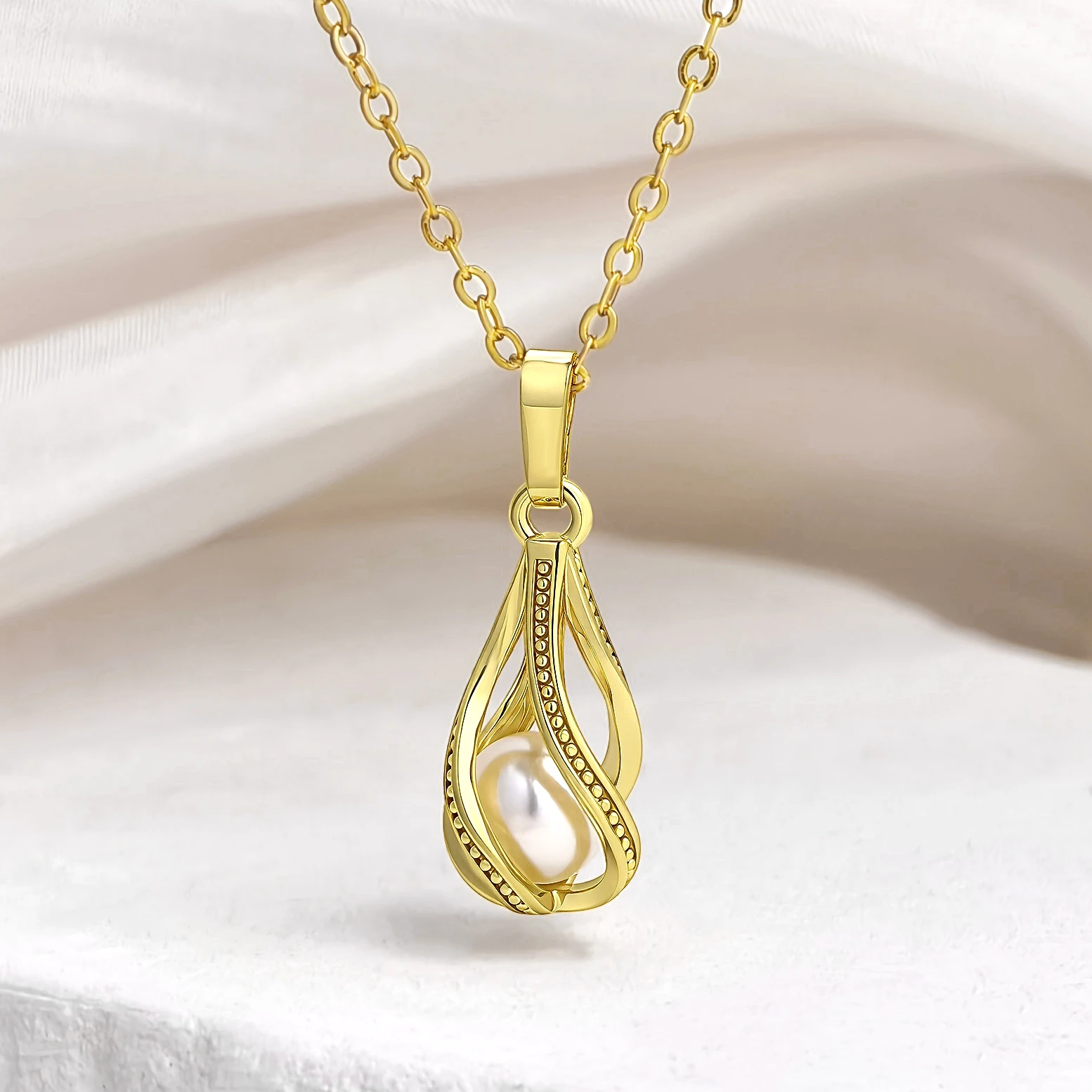 Jewelry Sets Women Earrings Chain Necklace Romantic White Pearl
