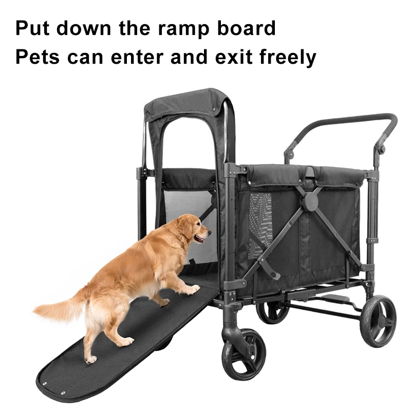 Multifunctional with Detachable Canopy 4 Wheeled Dog and Cat Large Pet Stroller 1
