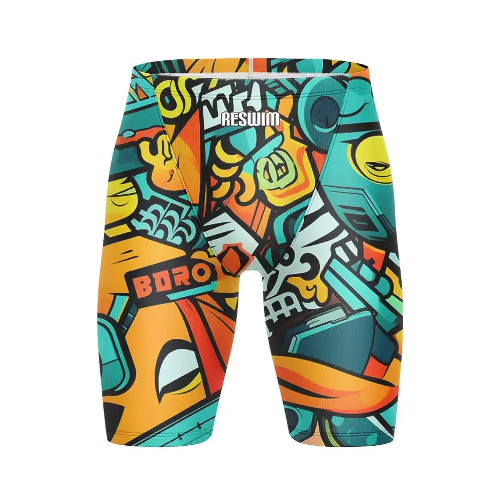 Men's Swim Jammers Swimsuit Short Endurance Athletic Training Tights Shorts Beach UV Swimwear Swimming Trunks Gym Surfing Pants