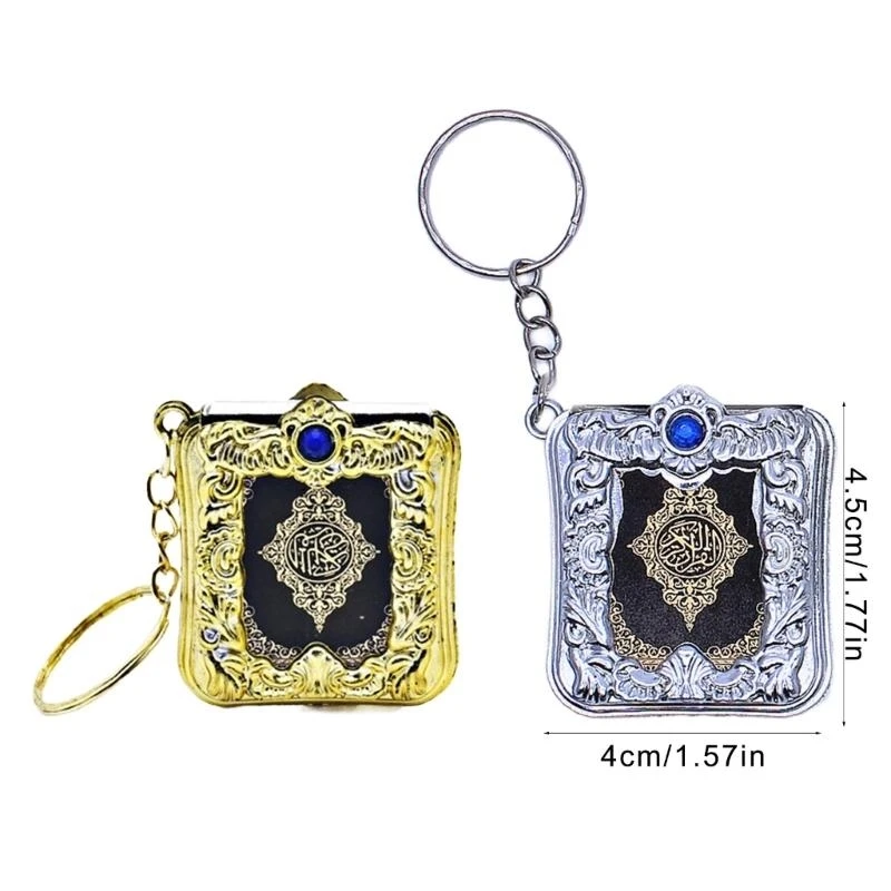 F26C Quran Book Pendants Keychains With Randomly Selected Blue Or Red Gemstones