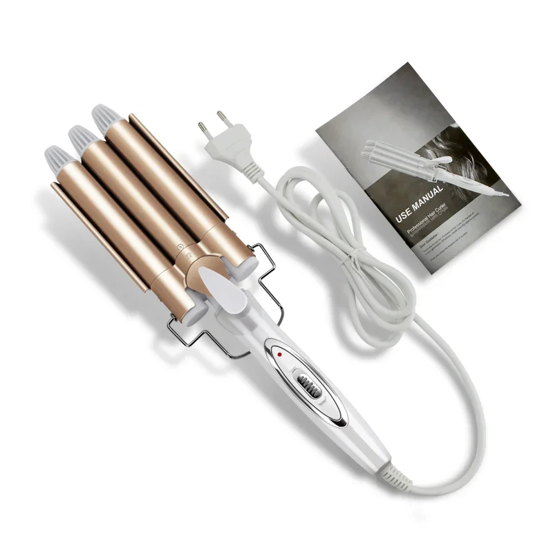 Portable Electric Hair Curling Iron Egg Roll Ceramic Triple Barrel Hair Styling Tool PTC Heating Curler Styler Wand