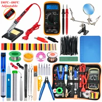 Red Soldering Iron Kit Adjustable Temperature 110V 220V 80W Soldering Iron Kit With ESD Heat Insulation Working Mat Welding Tool 1