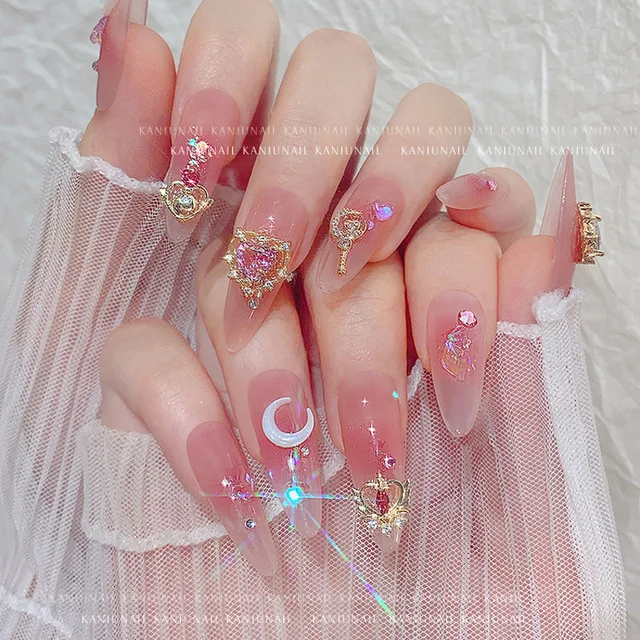 Moon-Star-Heart: Thick Shell Charms Nailtip Ornaments Moonlight Sailor Moon  Girl Adorn Acrylic Decor Unique White Nail Accessory - AliExpress