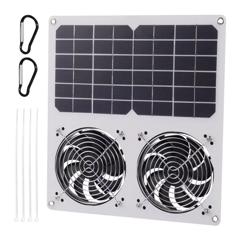 Solar Dual Fan Exhaust Fan High Airflow Solar Operated Double Fan Solar Panel Exhaust Fan For RV Car Electrical Appliances