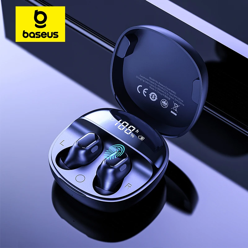 

Baseus WM01 Plus Wireless Headphones TWS Bluetooth 5.3 Earphones Stereo Sports Waterproof Headsets with LED Digital Display