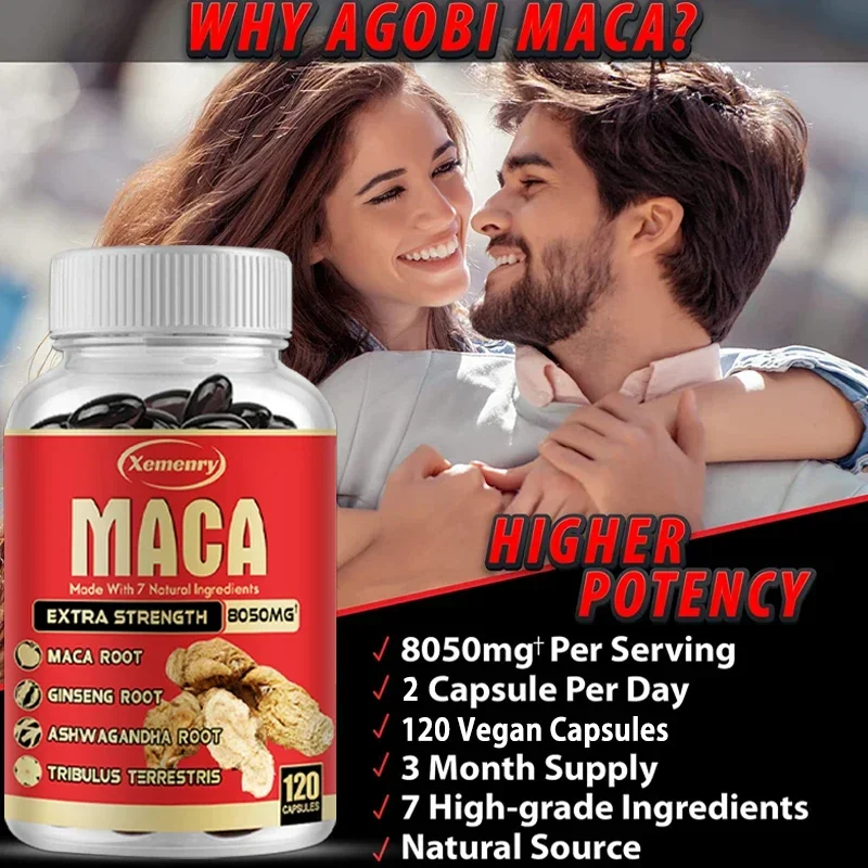 Xemenry Maca Capsules Contain Ashwagandha Root Ginseng Root Tribulus Terrestris and Other Extracts Supplement ginseng supplement muscle supplement