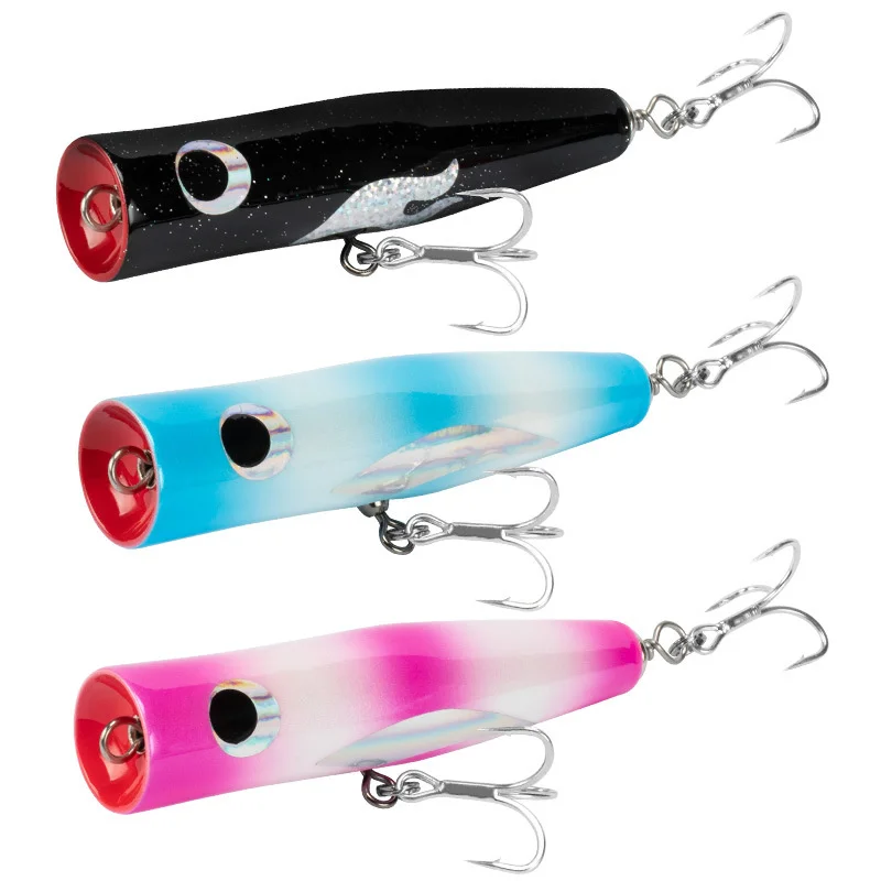 

40g14cm Collision Wave Climbing Wooden Fish With Three Hook Wooden Fish Fake Bait Wooden Drag Fishing Tuna Sea Fishing