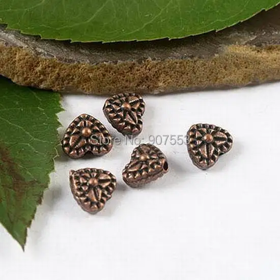 40 stücke 8,5x7,3x4,4mm kupfer farbene besetzte Herz abstands perlen h1824 Perlen für die Schmuck herstellung