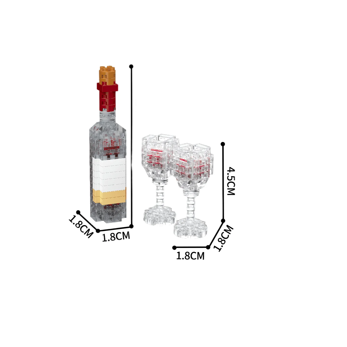 KNEW BUILT Rotwein Cola Innovatives Essen Micro Mini Bausteinspielzeug – Endloser Kindheitsspaß, tragbar und mühelos zum Zusammenbauen – Detail 8