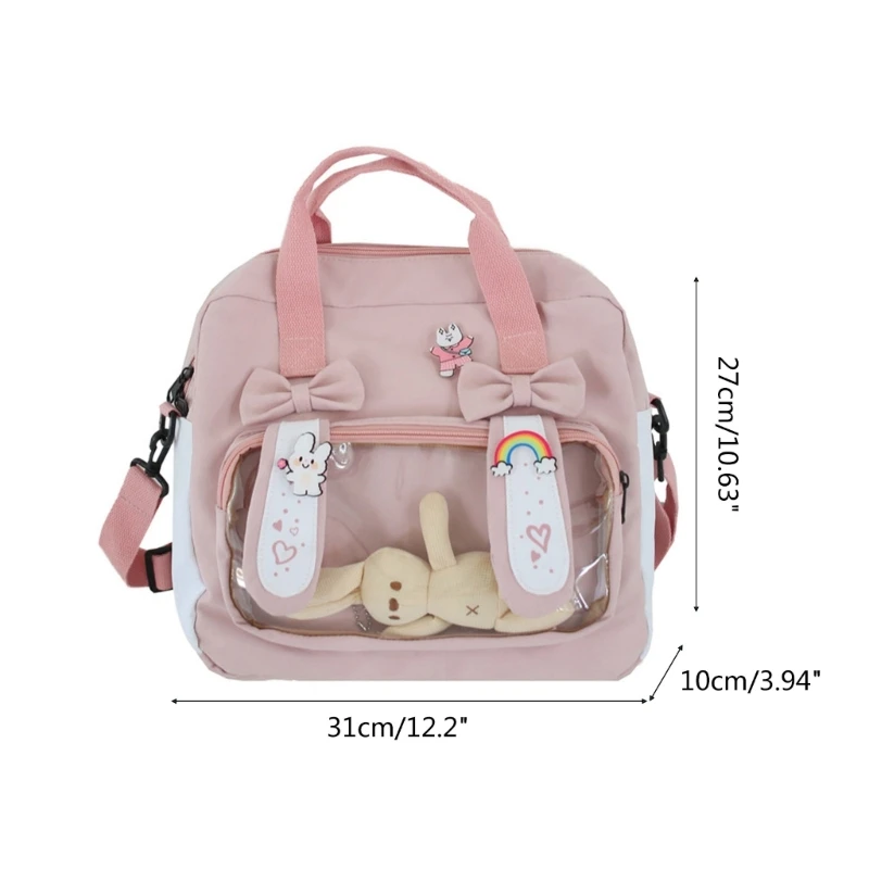 Womens Bowknot Shoulder Bag Teenage Crossbody Bag All-matching Backpack Transparent Top Handle Handbag JK Tote Bag