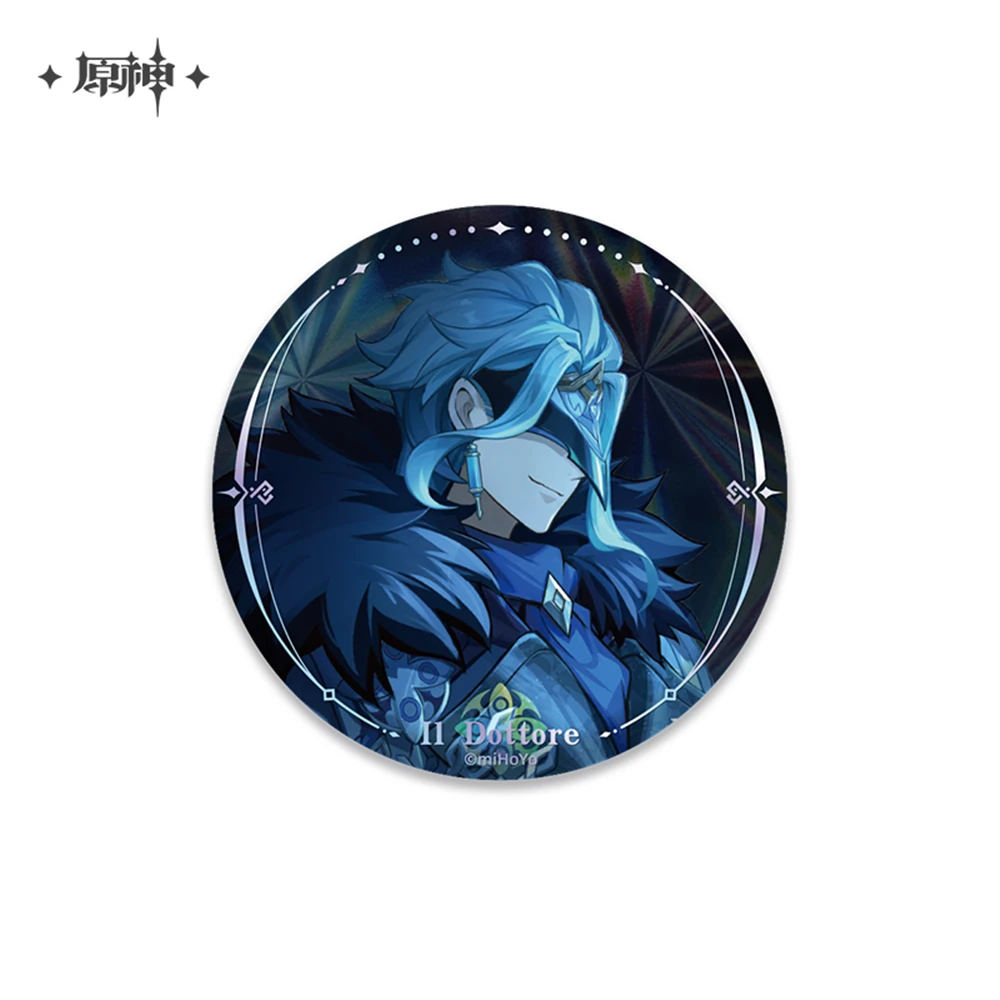 Genshin Impact Fatui A Winter Night's Lazzo Pierro II Dottore Columbina Sandrone Cosplay Badge Pin SPTE Tinplate Brooch Anime Ornament