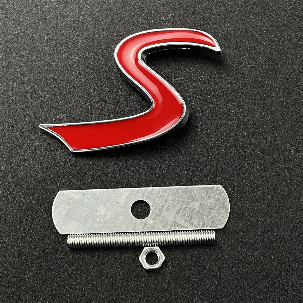 1X 3D Metal S Sticker Front Grille Emblem For Mini Cooper R50 R52 R53 R56 Jcw Grill Badge Decals Exterior Accessories