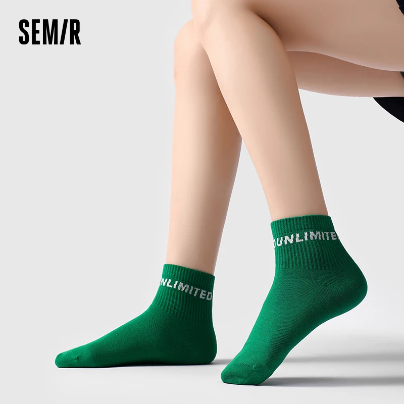 

Semir Socks Women Spring Antibacterial Trend Letter Jacquard Casual Style Comfortable Breathable Soft Stretch Socks