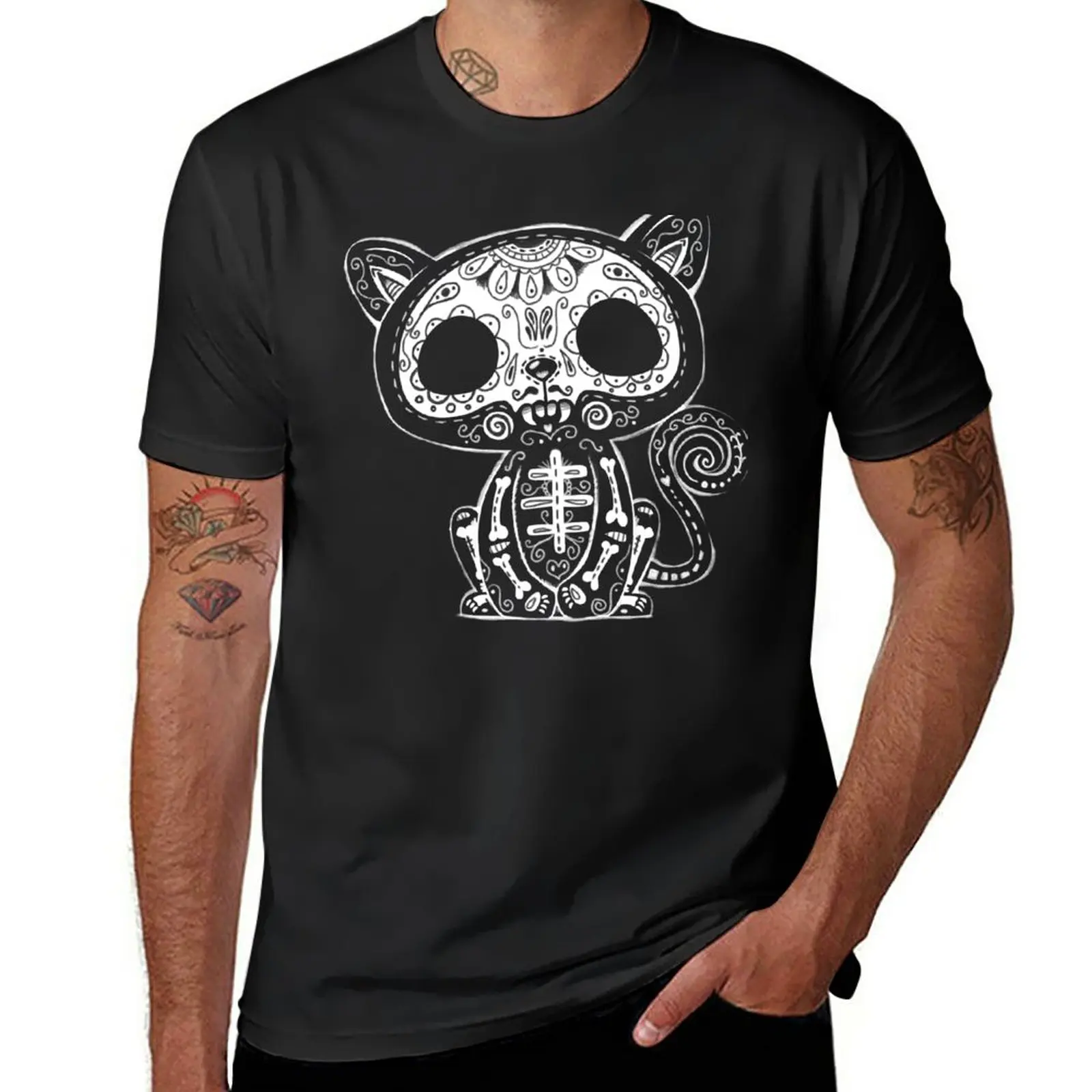 

Day of the Dead Kitty T-Shirt boys animal print animal prinfor boys aesthetic clothes oversized t shirts for men