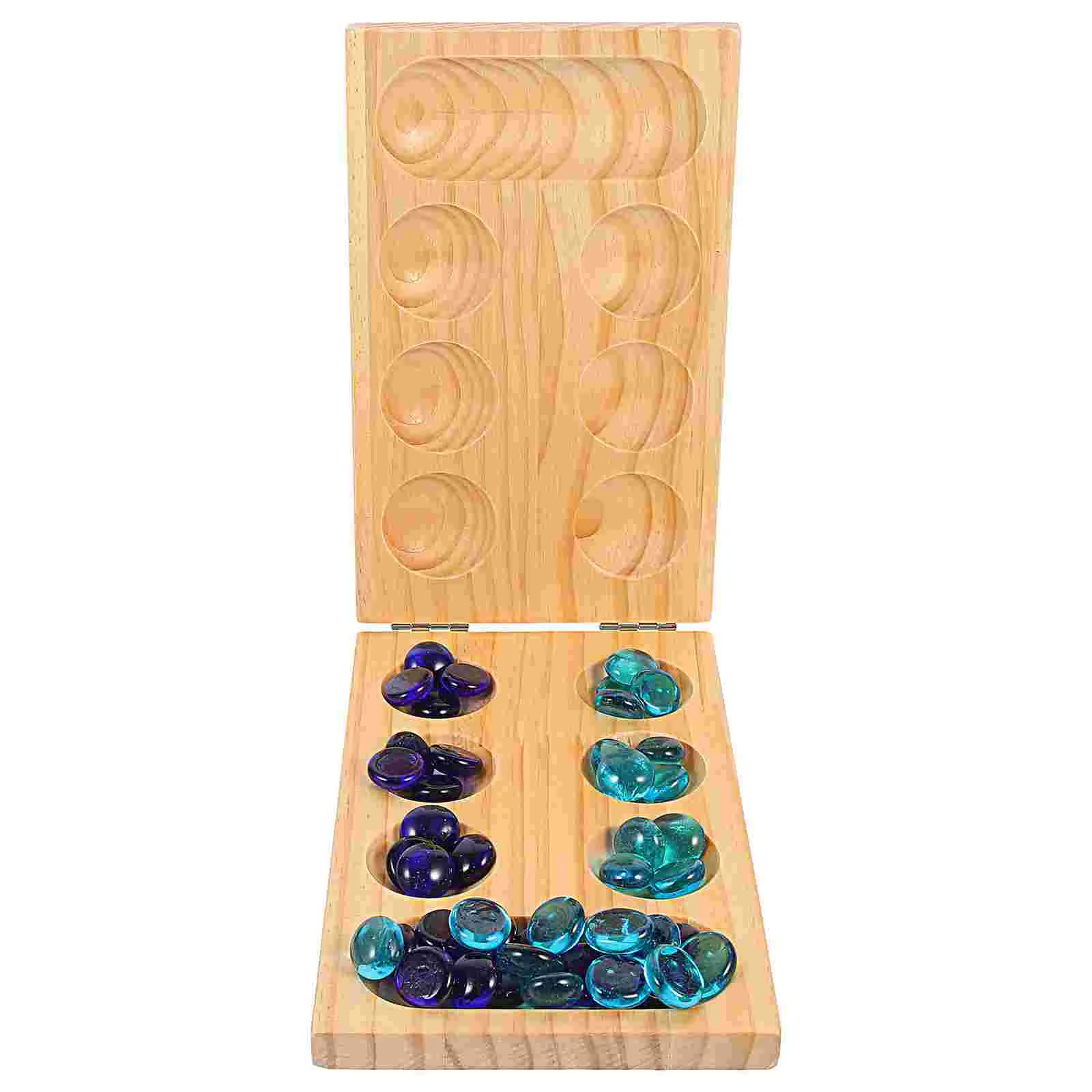 1 Set Wooden Mancala Board Toy African Gemstone Chess Folding Board Toy Bike