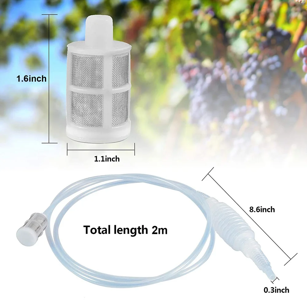 2M Manual Beer Making Tool for Wine Kitchen Fermentation Brewing Siphon Hose Plastic Knead Siphon Filter Brewing Valve Homebrew