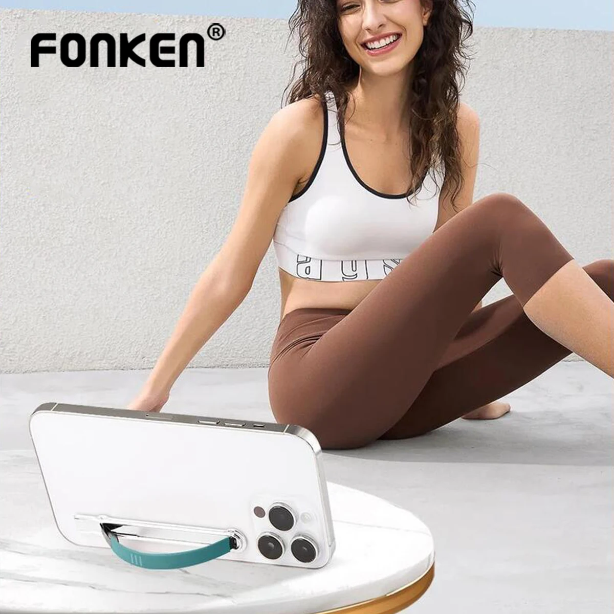 Zinc Alloy Anti-Lost Phone Holder with Strap Rope and Kickstand