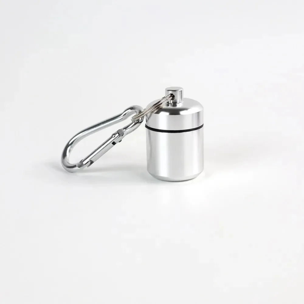 Waterproof Aluminum Pill Box with Sealed Storage and Keychain