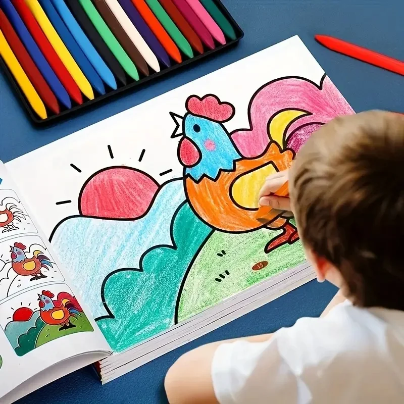 Libro da colorare progressivo per l'apprendimento dell'arte, libro di disegno passo dopo passo, quaderno per esercitarsi nel disegno, da facile a difficile, carta di alta qualità, ideale